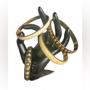 Vintage Bangle Lot of 4 Featuring J Crew Gold Tone Enamel Bracelet Stamped